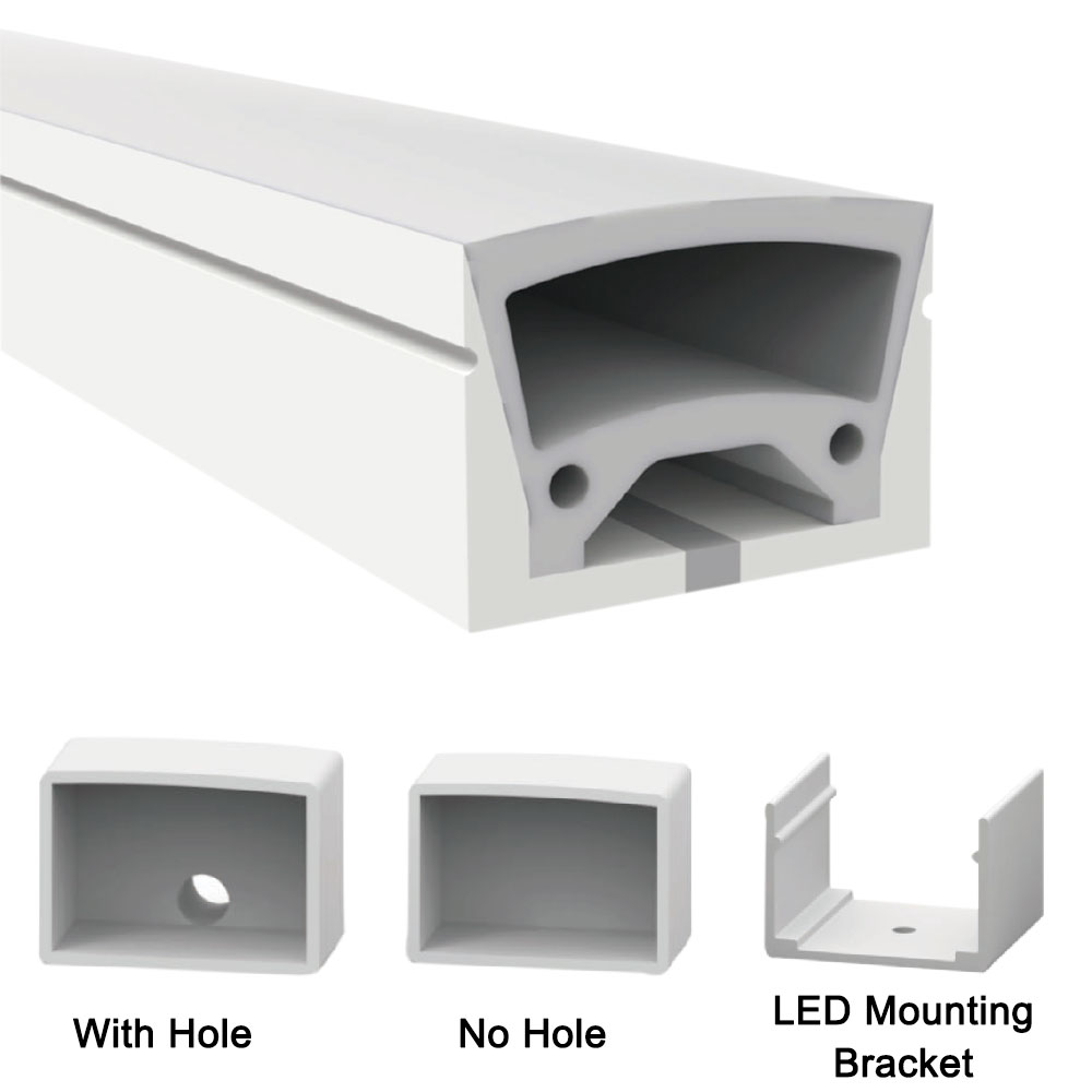 Flexible Silicone LED Profile With Little Arc Top For 12mm LED Strip Lighting - 25*17mm 120° Top Emitting Flexible Silicone LED Profile With Little Arc Top For 12mm LED Strip Lighting - 25*17mm 120° Top Emitting